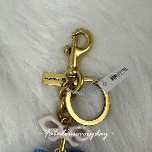 Coach Heart Bag Charm In Resin/Brass/Blue Multi CBH12 Key Chain Key Ring NWT - Picture 7 of 7